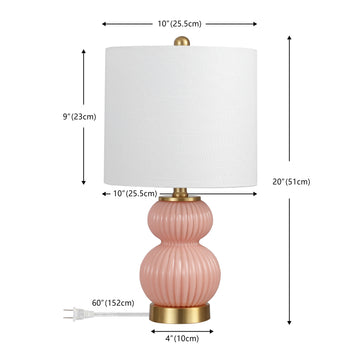 Daphne 20" Ribbed Metal/Glass LED Table Lamp